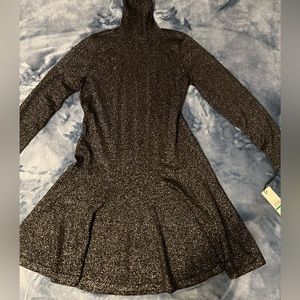 Calvin Klein Metallic Knit Turtleneck Fit and Flare Sweater Dress